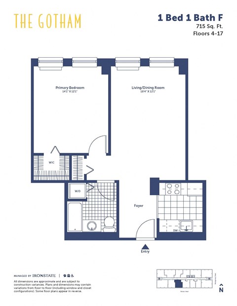 the gotham 1 bed 1 bath floor plan